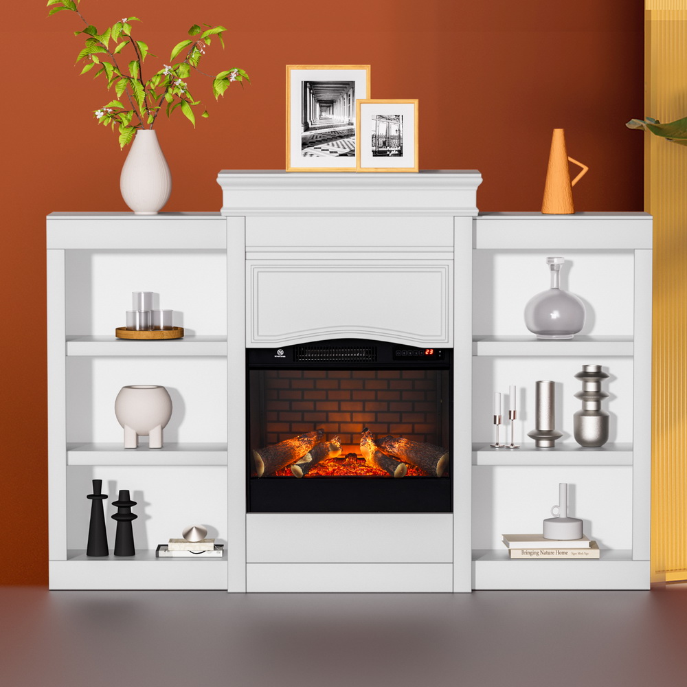 EFL-XL-FRAME-WH-AB-217189-07 Devanti 2000W Electric Fireplace Fire Heater White - Image 1