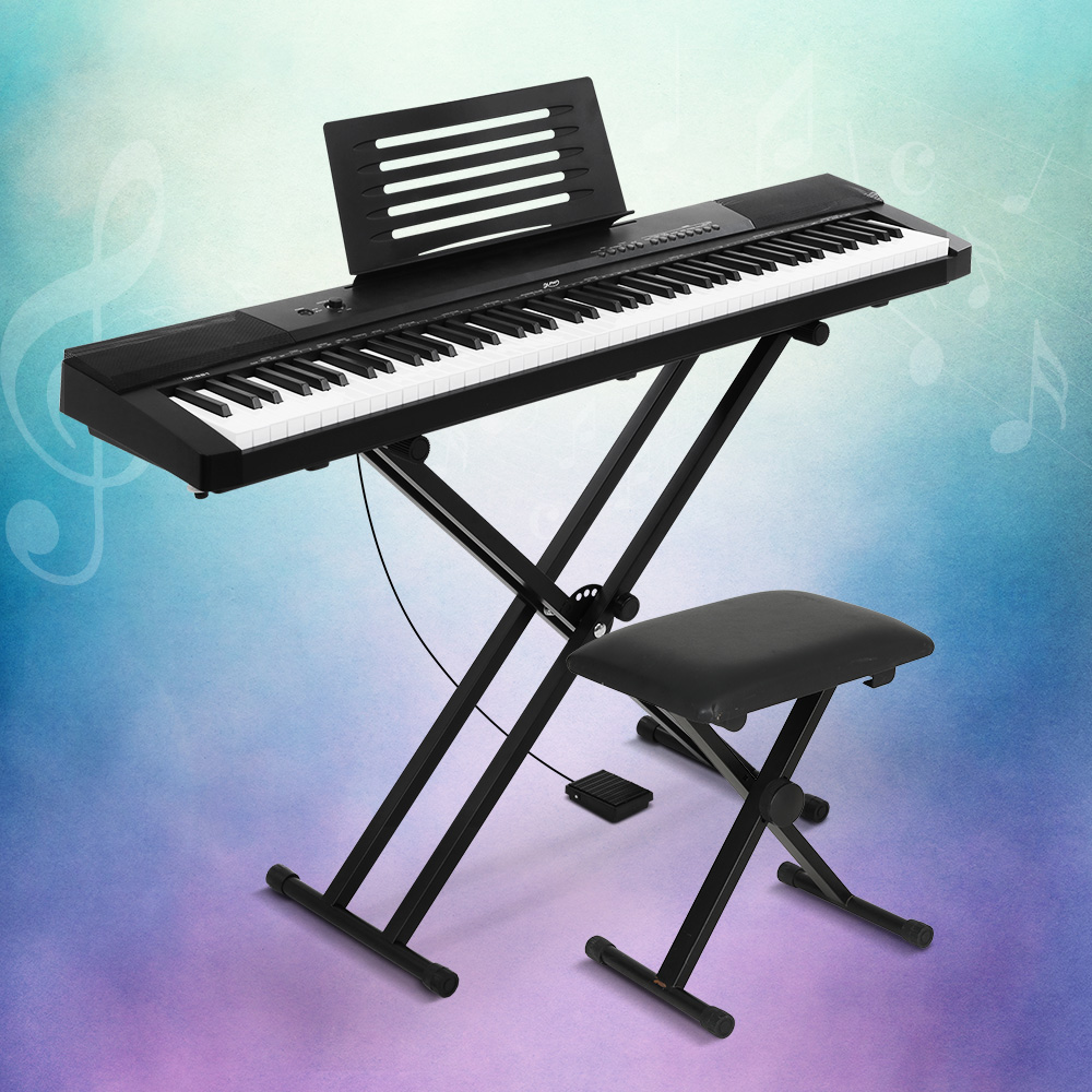 EK-DP-881-BK-X-B01-149280-06 Alpha 88 Keys Electronic Piano Keyboard Digital Electric w/ Stand Stool Pedal - Image 1