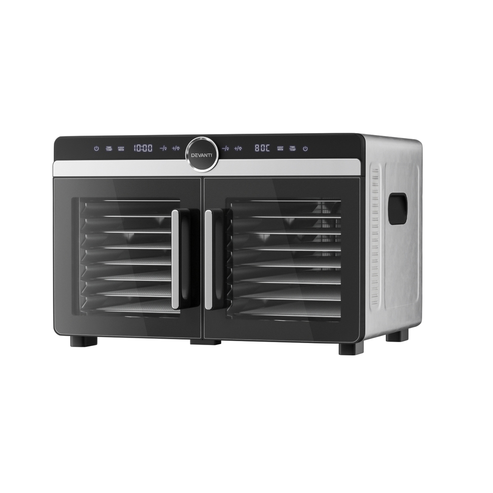 FD-E-601A-16T-SS-202505201614-00 Devanti 16 Trays Food Dehydrator Dual-Zone Stainless Steel - Image 1