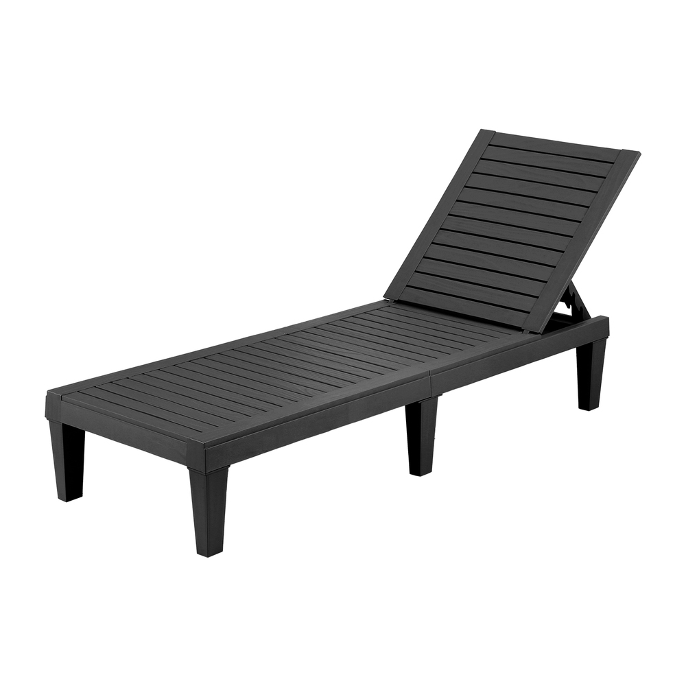 FF-LOUNGE-PP-BK-202505131612-00 Gardeon Sun Lounge Adjustable Recliner Patio Outdoor Furniture Lightweight Black - Image 1