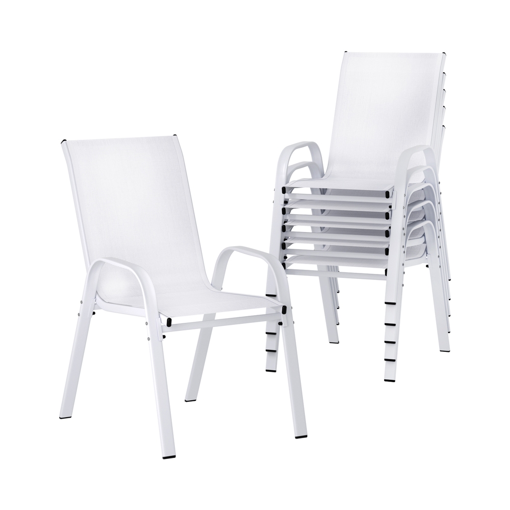FF-STA-CHAIR-WH-X6-202506191530-00 Gardeon 6PC Outdoor Dining Chairs Stackable Lounge Chair Patio Furniture White - Image 1