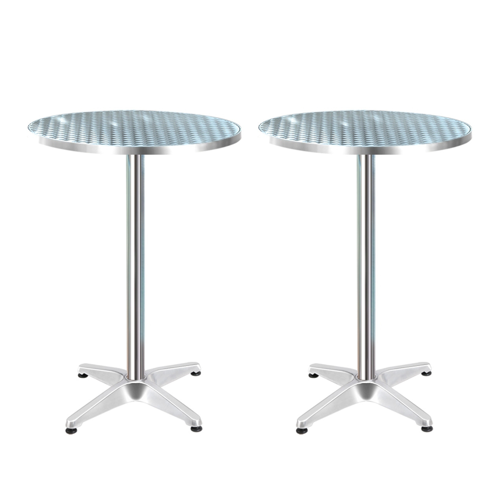 FF-TABLE-AL60-70110X2-00 Gardeon Set of 2 Outdoor Bar Table Aluminium Round 70/110CM - Image 1