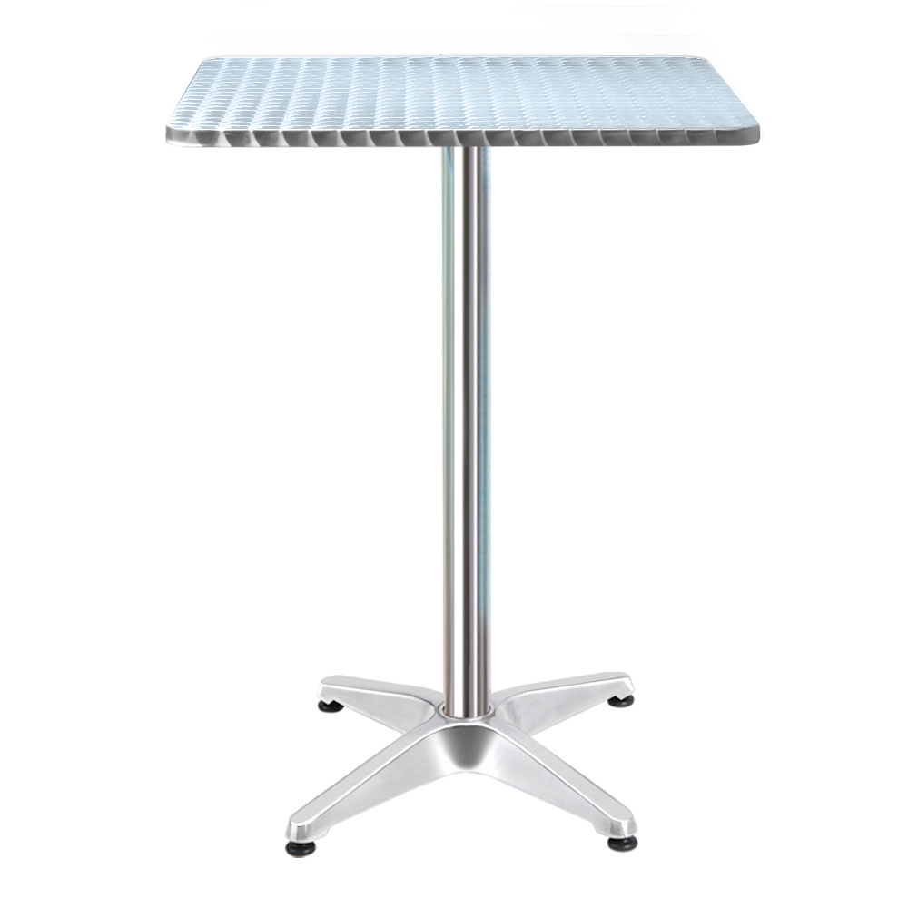 FF-TABLE-AL60-SQ-70110-00 Gardeon Outdoor Bar Table Adjustable Aluminium Square 70/110cm - Image 1