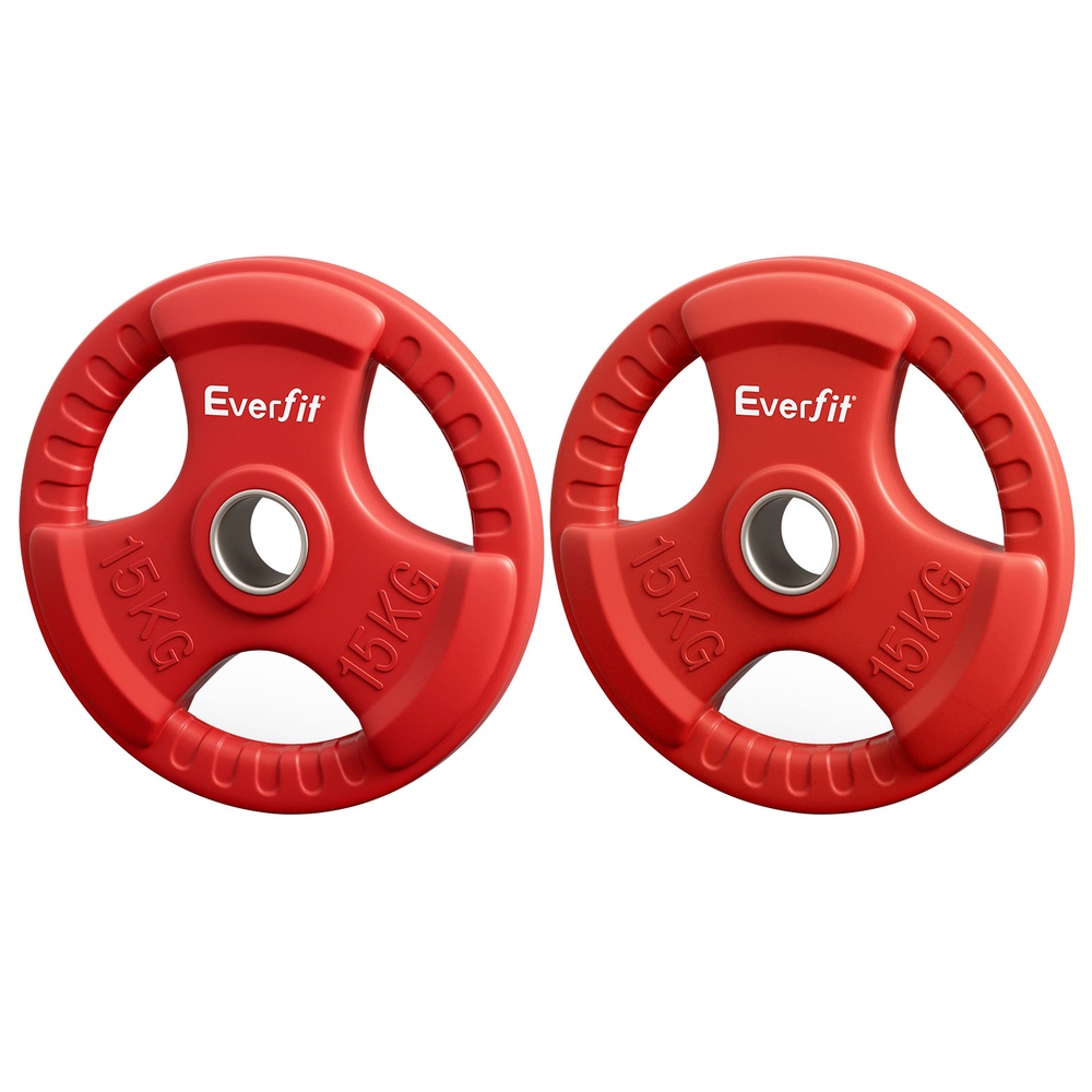 FIT-K-DB-PL-SET-30KG-189508-00 Everfit Weight Plates Olympic 15kgx2 Dumbbell Barbell Plate Weight Lifting Home Gym Red - Image 1