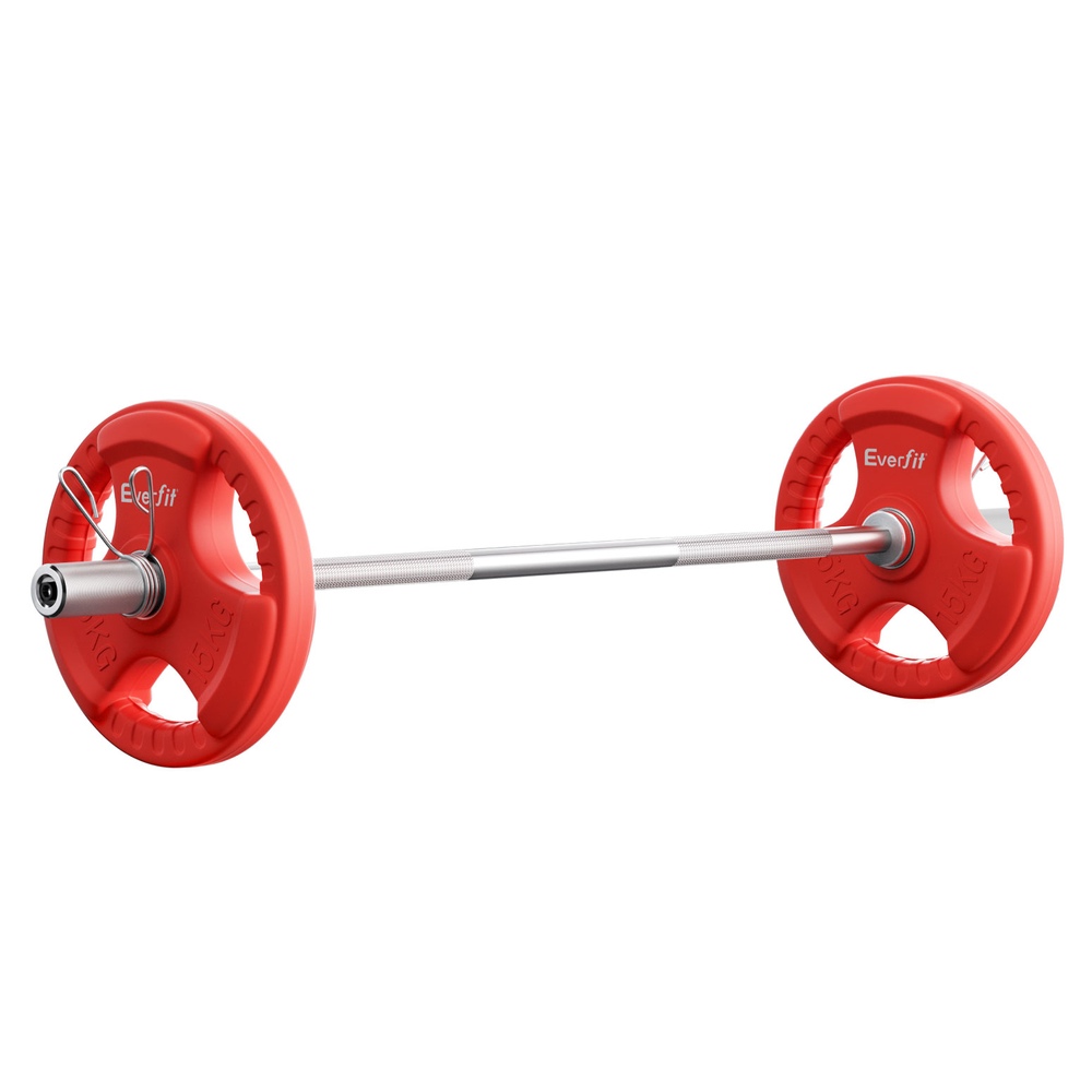 FIT-K-DB-SET-36KG-189511-00 Everfit Barbells Set 36kg 120cm Dumbbell Barbell Plate Weight Lifting Home Gym Red Lifting - Image 1