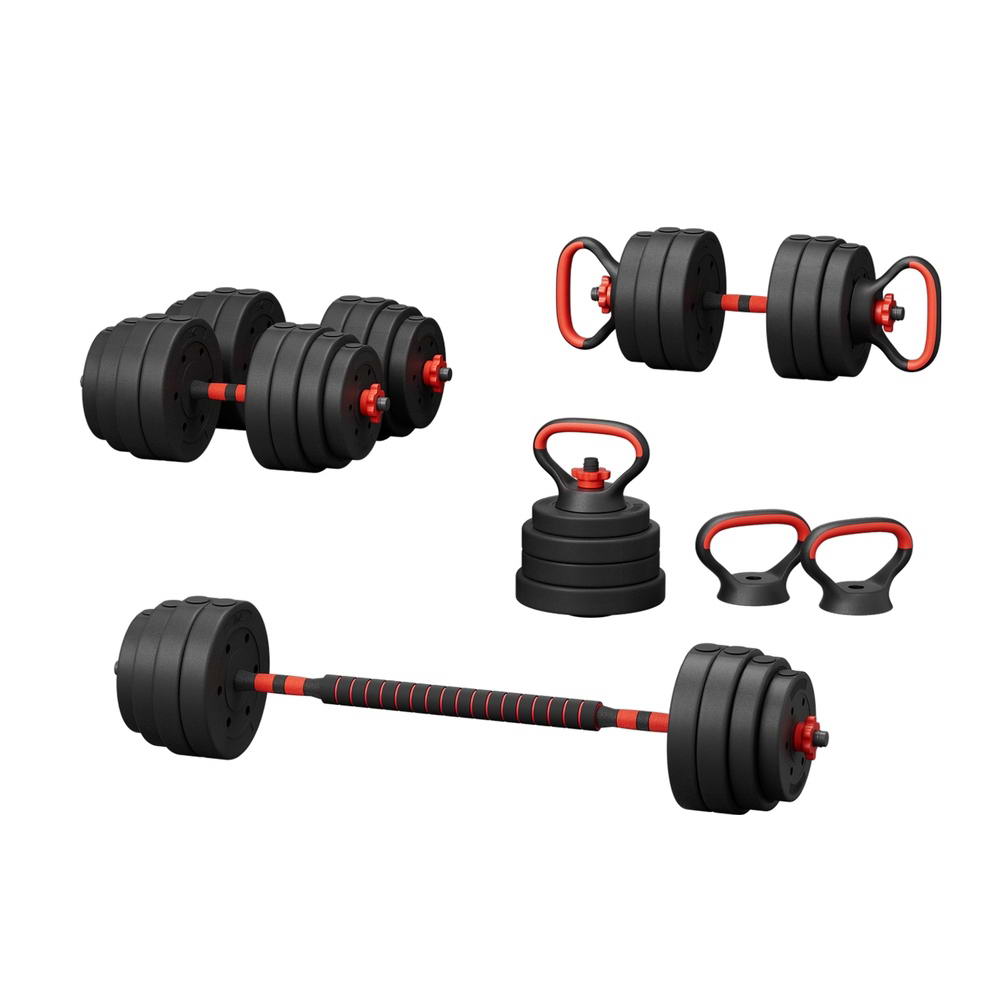 FIT-K-DB-SET-40KG-AB-161790-00 Everfit 40kg Adjustable Dumbbells Set Kettle Bell Weight Plates Barbells Gym - Image 1