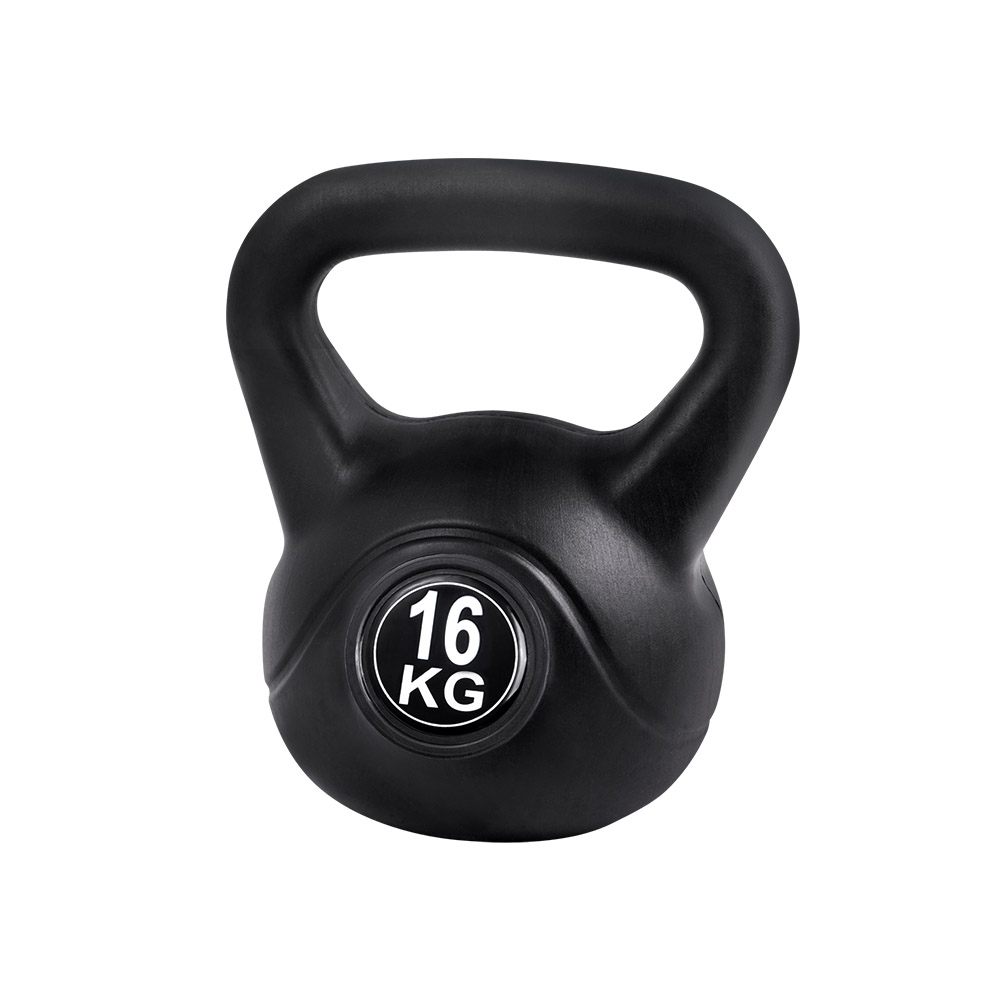 FIT-K-KB-16KG-BLACK-00 Everfit 16kg Kettlebell Set Weight Lifting Bench Dumbbells Kettle Bell Gym Home - Image 1