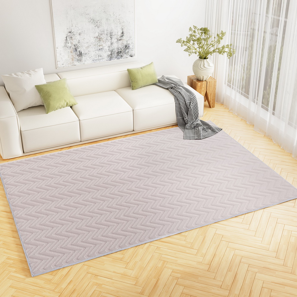 FLR-JAC01-200X290-WH-145653-04 Artiss Rug 200x290cm Area Rug Washable Mat Large Carpet Microfiber Ripple - Image 1