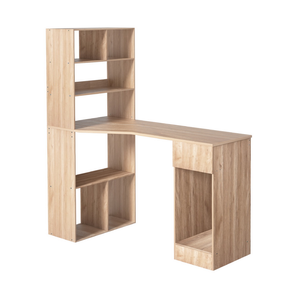 FURNI-B-WM120-WD-AB-202505131404-00 Artiss Computer Desk Bookshelf Drawer Cabinet Oak 120CM - Image 1