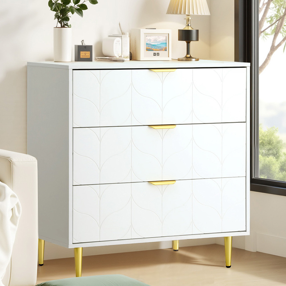 FURNI-C-CDR-03-WH-AB-202507151800-06 Artiss 3 Chest of Drawers Lowboy Cabinet White - Image 1