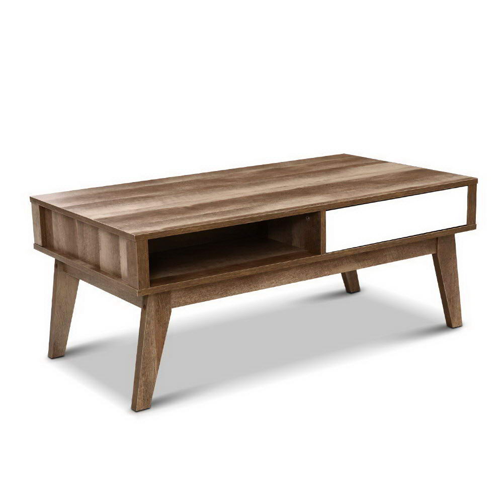 FURNI-E-SCAN-COF01-NT-202502281344-07 Artiss Coffee Table 2 Drawers Walnut Serena - Image 1