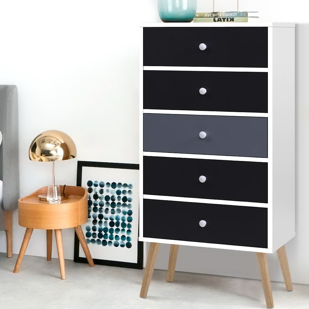 FURNI-E-SCAN-TBOY01-WHBK-202502281310-00 Artiss 5 Chest of Drawers - BONDS White - Image 1