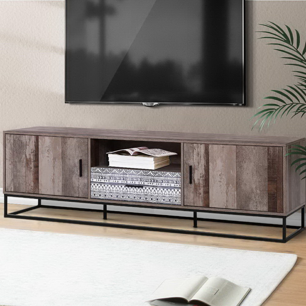 FURNI-G-IND-TV02-WD-AB-20343-08 Artiss TV Cabinet Entertainment Unit 180cm Industrial - Image 1