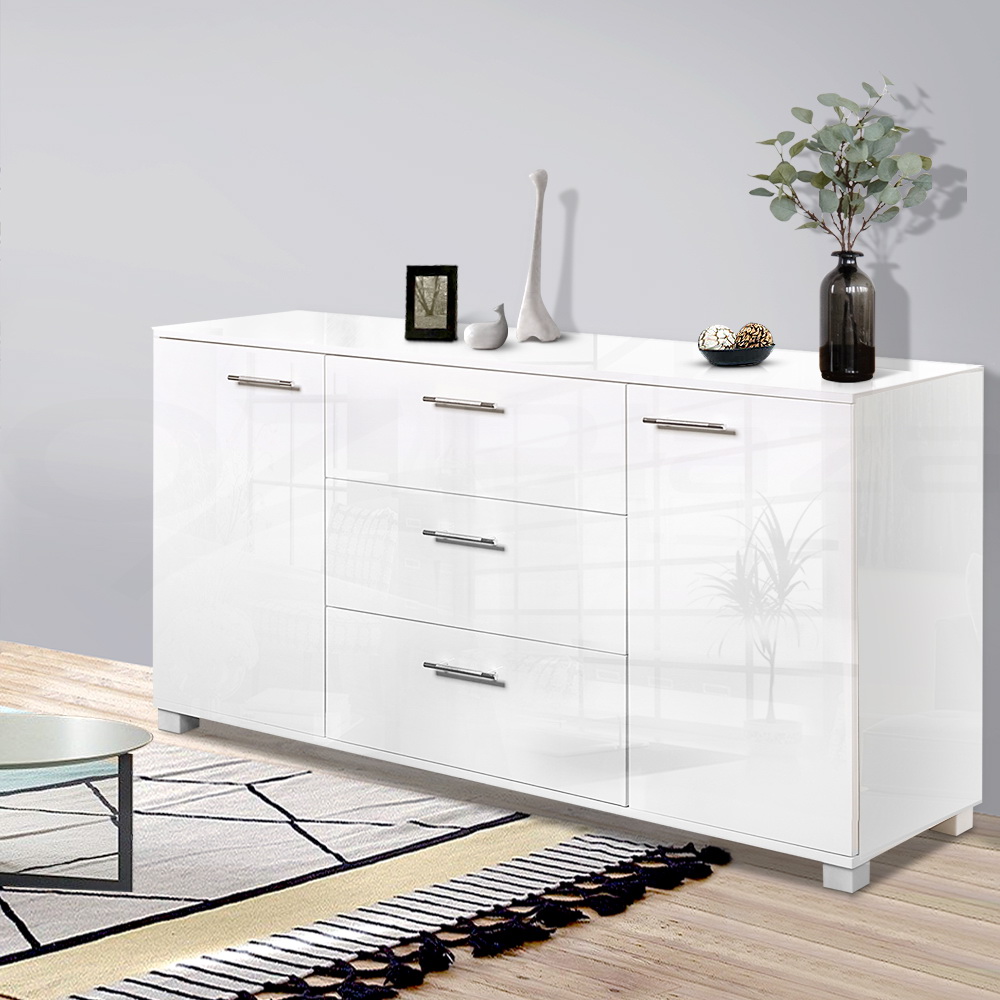 FURNI-GLOSS-BF-WH-AB-3023-08 Artiss Buffet Sideboard High Gloss - White - Image 1