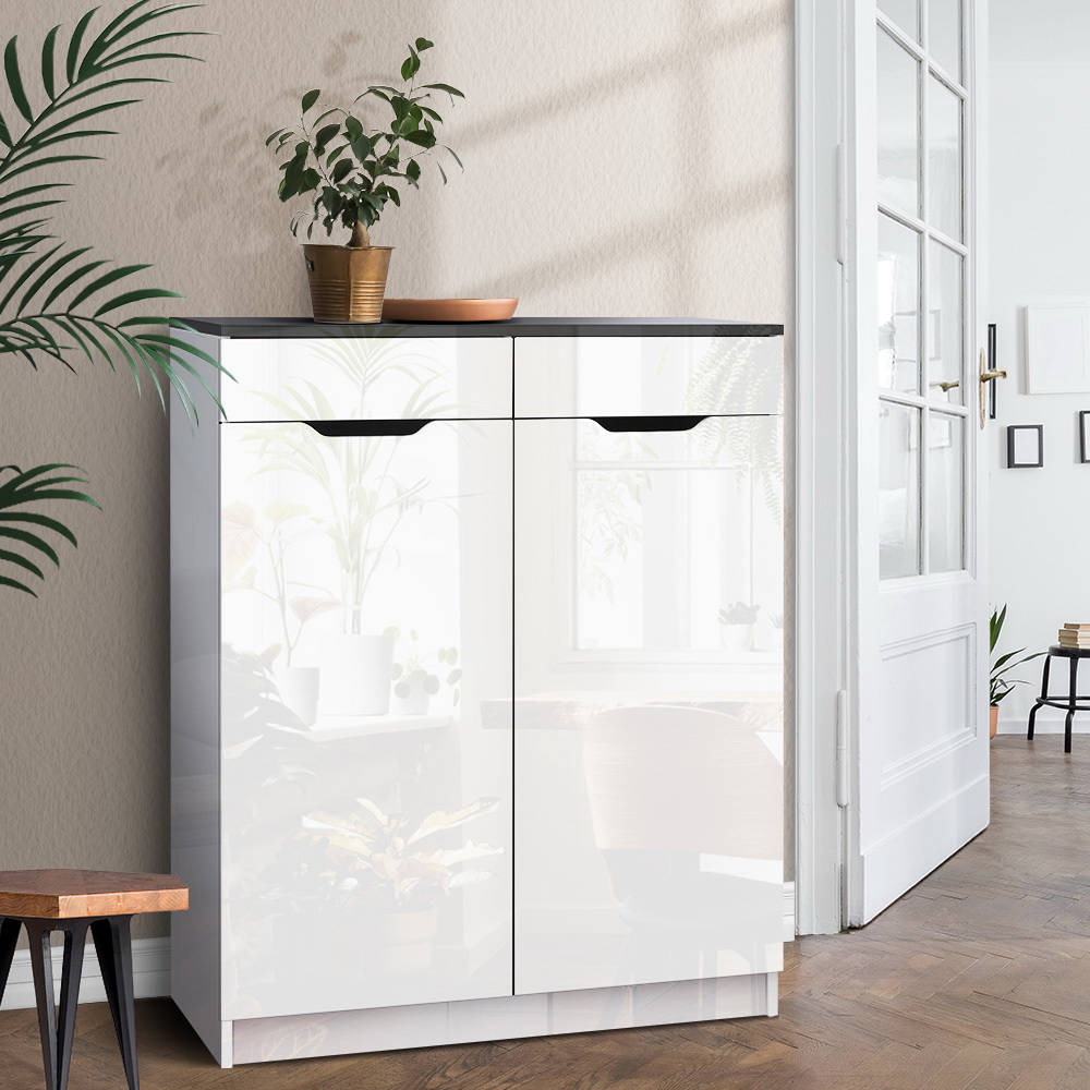 FURNI-L-GS-SHOE01-WHBK-AB-24479-08 Artiss Shoe Rack Cabinet 30 Pairs White Eve - Image 1