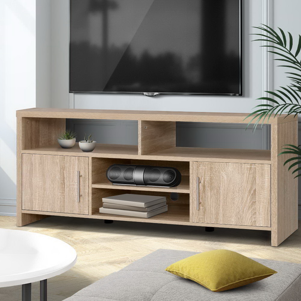 FURNI-N-TV02-NT-AB-19693-06 Artiss TV Cabinet Entertainment Unit 140cm Oak Ken - Image 1