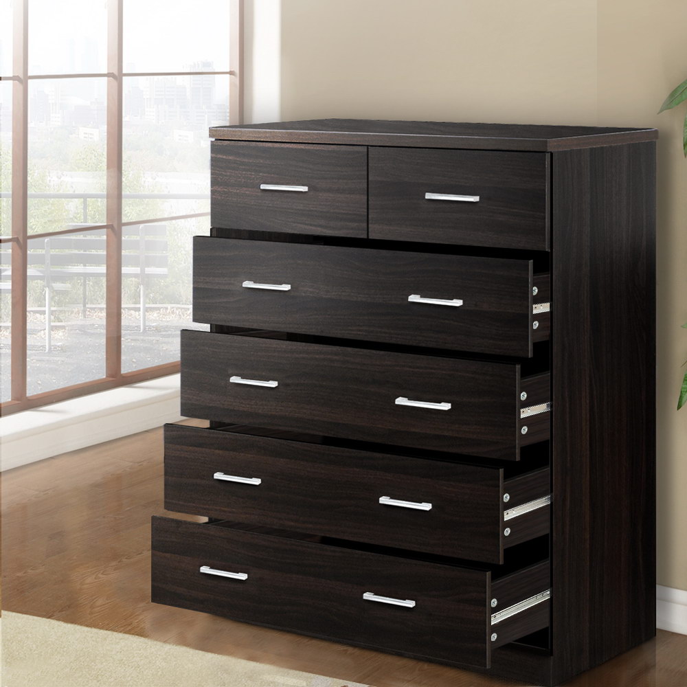 FURNI-NEW-DT-AB-3108-08 Artiss 6 Chest of Drawers - ANDES Walnut - Image 1