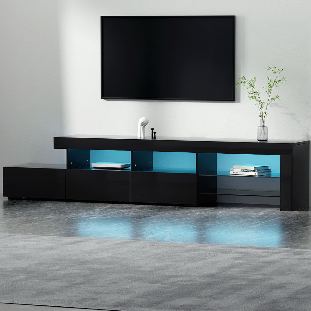 FURNI-Q-LED-TV215-BK-AB-60331-06 Artiss Entertainment Unit TV Cabinet LED 215cm Black Caya - Image 1