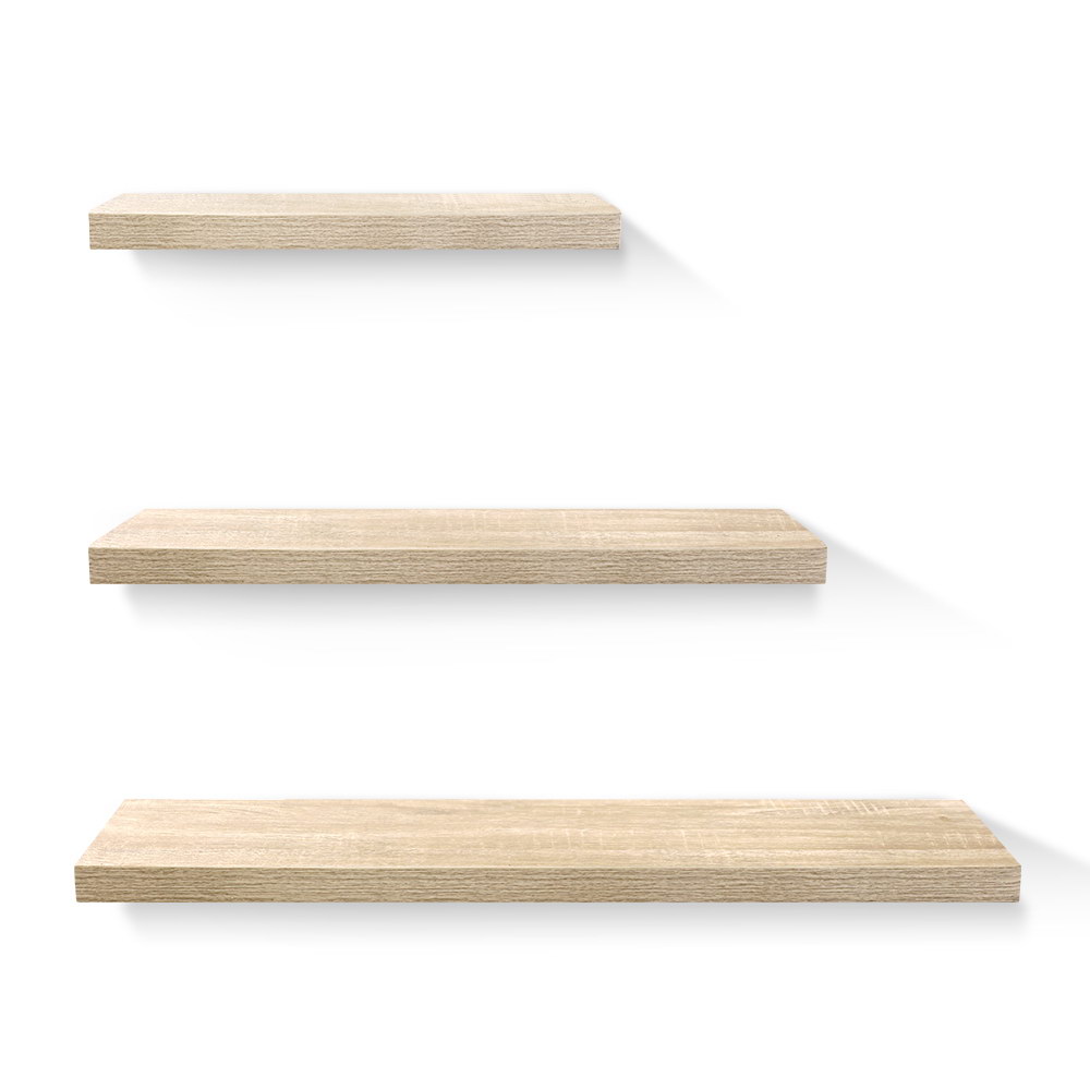 FURNI-WALL-SHELF-WD-00 Artiss Floating Wall Shelf Set of 3 Oak - Image 1