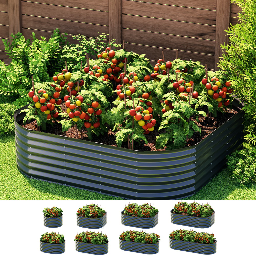 GARDEN-AG-MOD-21080-90942-03 Green Fingers Garden Bed 9 In 1 Modular Planter Box Raised Container Galvanised - Image 1