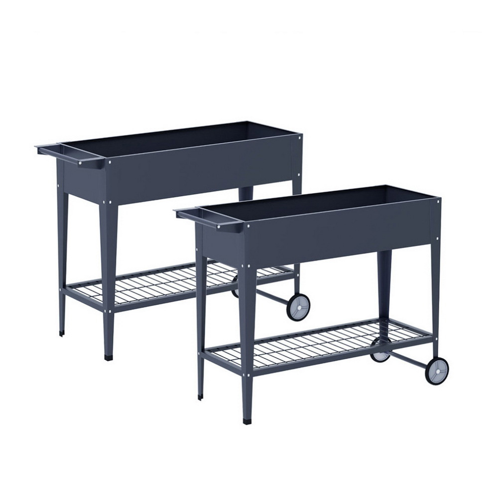 GARDEN-AG-PLAT-ROLLX2-202504171501-00 Green Fingers Raised Garden Bed x2 Elevated 100X40X80cm Planter Box Raised Container Herb - Image 1