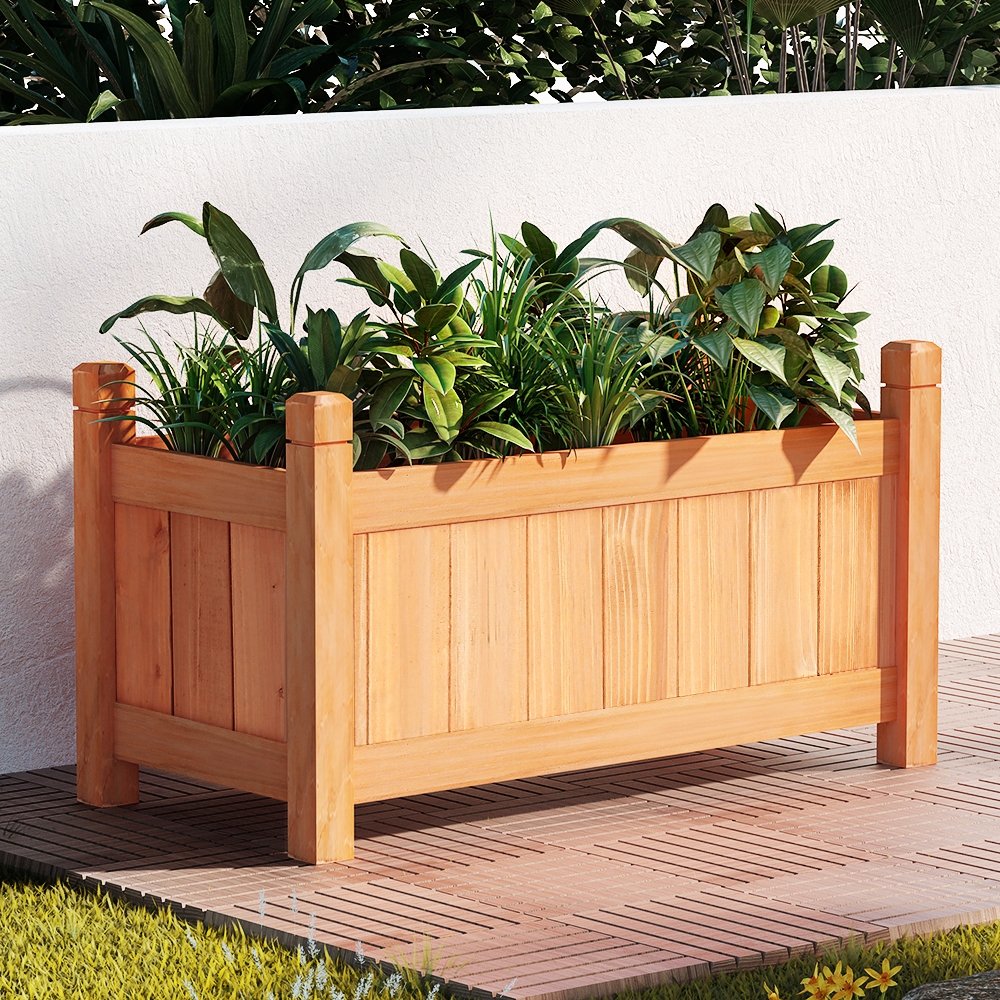 GARDEN-WOOD-BOX-60-202502282040-00 Green Fingers Garden Bed 60x30x33cm Wooden Planter Box Raised Container Growing - Image 1