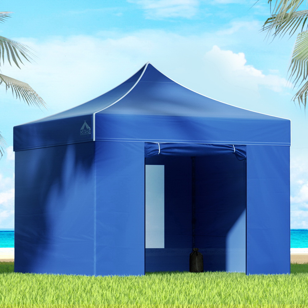 GAZEBO-C-3X3-DX-BLUE-202502281826-00 Instahut Gazebo Pop Up Marquee 3x3 Folding Tent Wedding Gazebos 500D Oxford Blue - Image 1