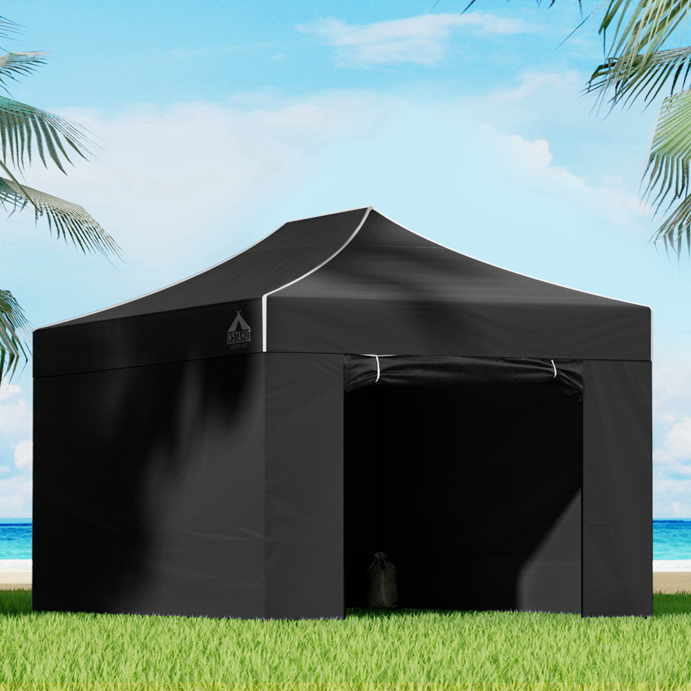 GAZEBO-C-3X45-DX-BLACK-202502281826-00 Instahut Gazebo Pop Up Marquee 3x4.5 Folding Tent Wedding Gazebos 500D Black - Image 1