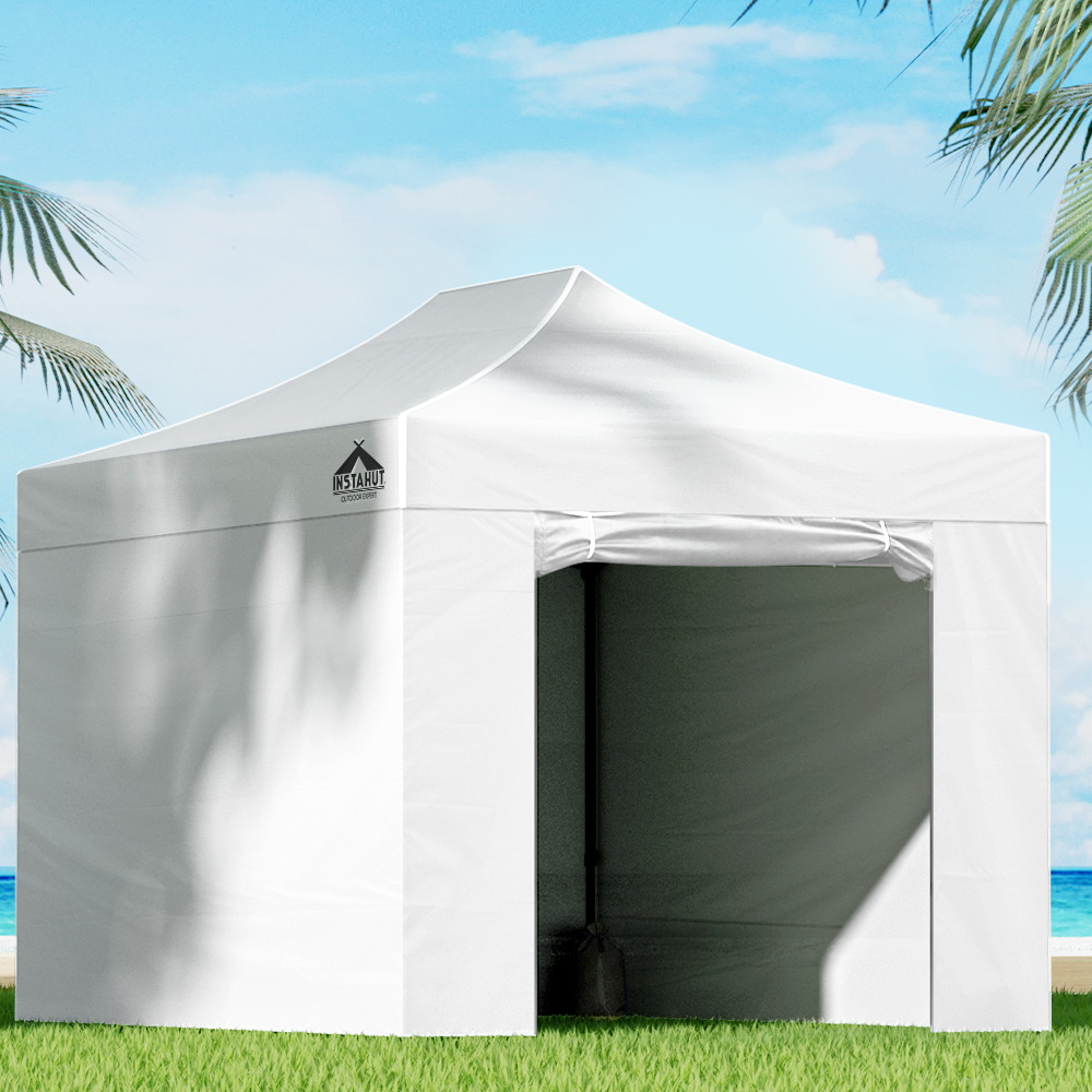 GAZEBO-C-3X45-DX-WH-10336-07 Instahut Gazebo 3x4.5 Pop Up Marquee Folding Tent Wedding Gazebos Camping Outdoor Shade Canopy White - Image 1