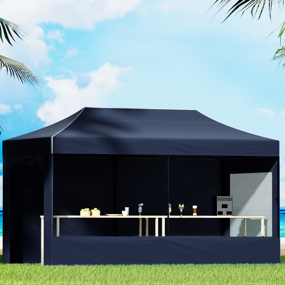 GAZEBO-C-3X6-DX-NAVY-202502281826-00 Instahut Gazebo Pop Up Marquee 3x6 Folding Tent Gazebos Camping 500D Oxford Navy - Image 1