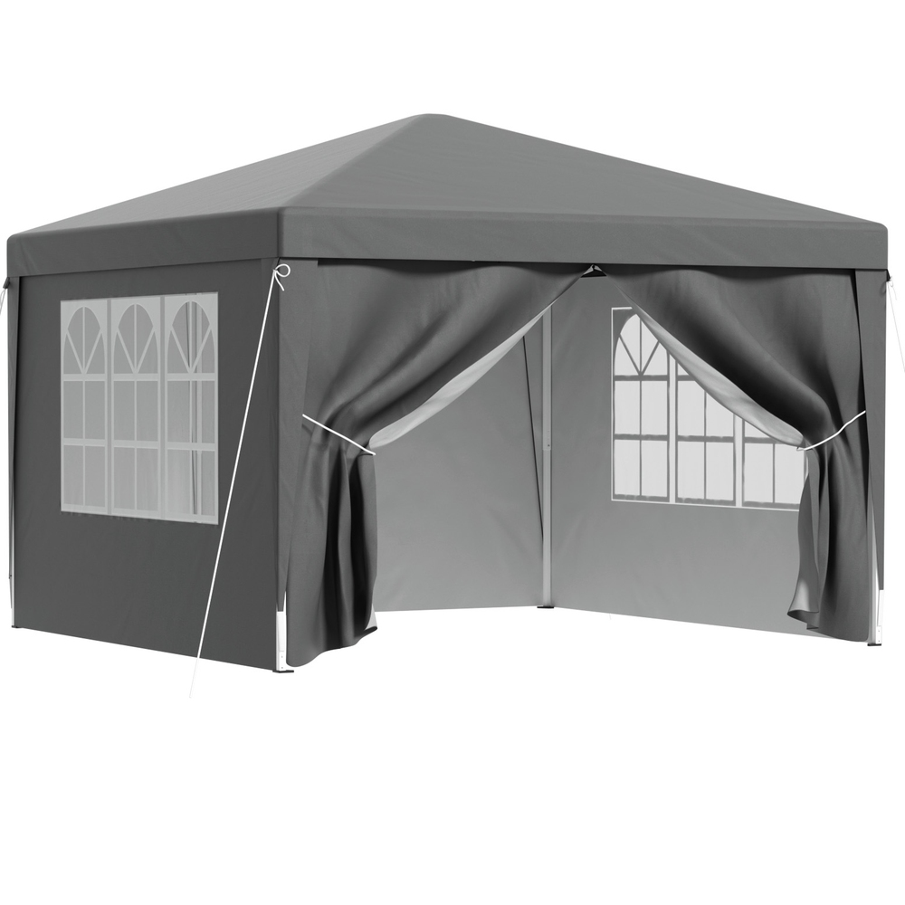 GAZEBO-POP-C-3X3-GY-202506101046-00 Instahut Gazebo 3x3 Pop Up Marquee Folding Tent Wedding Gazebos Camping Outdoor Shade Canopy Gray - Image 1