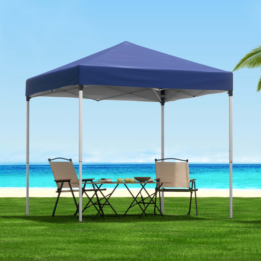 GAZEBO-T-2X2-F-EC-BU-BASE-197366-06 Instahut Gazebo 2x2m Outdoor Patio Garden Marquee Shade w/ Base Pods Blue - Image 1