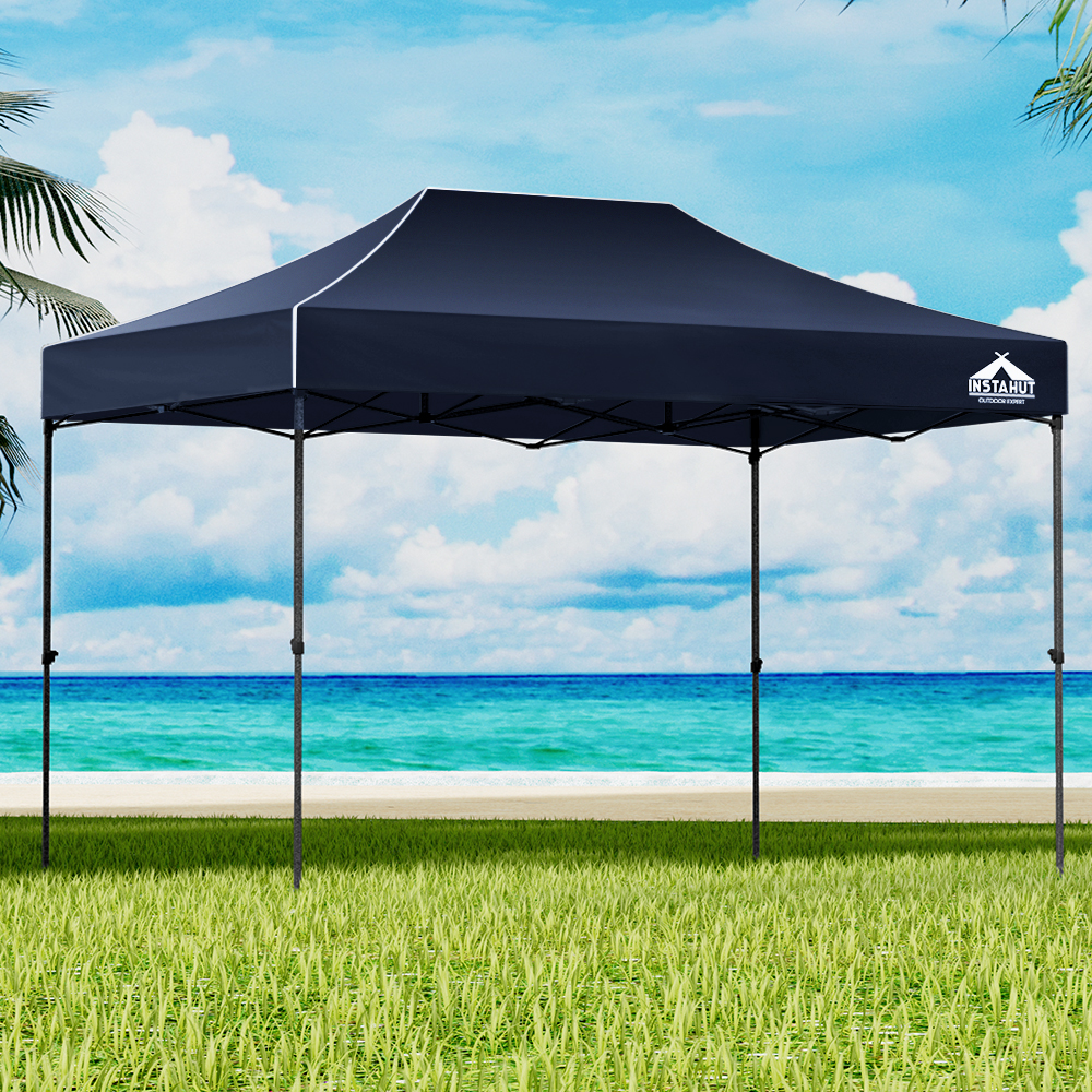 GAZEBO-T-3X45-F-NA-3691-07 Instahut Gazebo Pop Up Marquee 3x4.5m Folding Tent Camping 500D Oxford Navy - Image 1