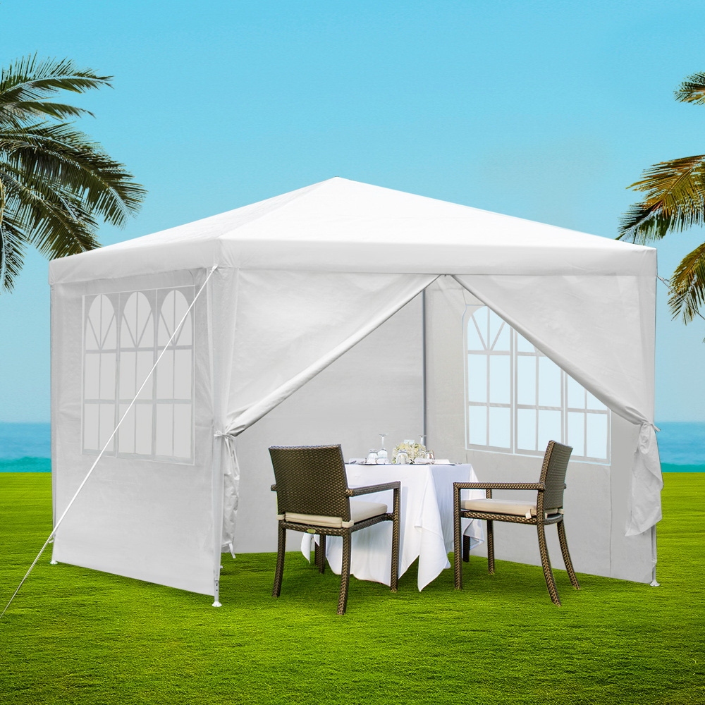GAZEBO-WED-C-FG-3X3-4W-WH-202502281834-00 Instahut Gazebo 3x3m Marquee Wedding Party Tent Outdoor Camping Side Wall Canopy Window Panel White - Image 1
