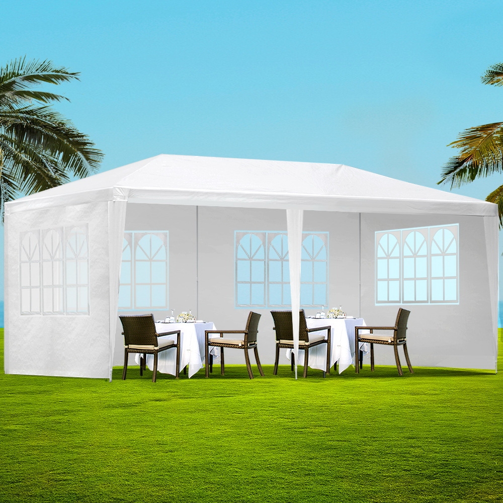 GAZEBO-WED-C-FG-3X6-4W-WH-202502281834-00 Instahut Gazebo 3x6m Marquee Wedding Party Tent Outdoor Camping Side Wall Canopy 4 Panel White - Image 1