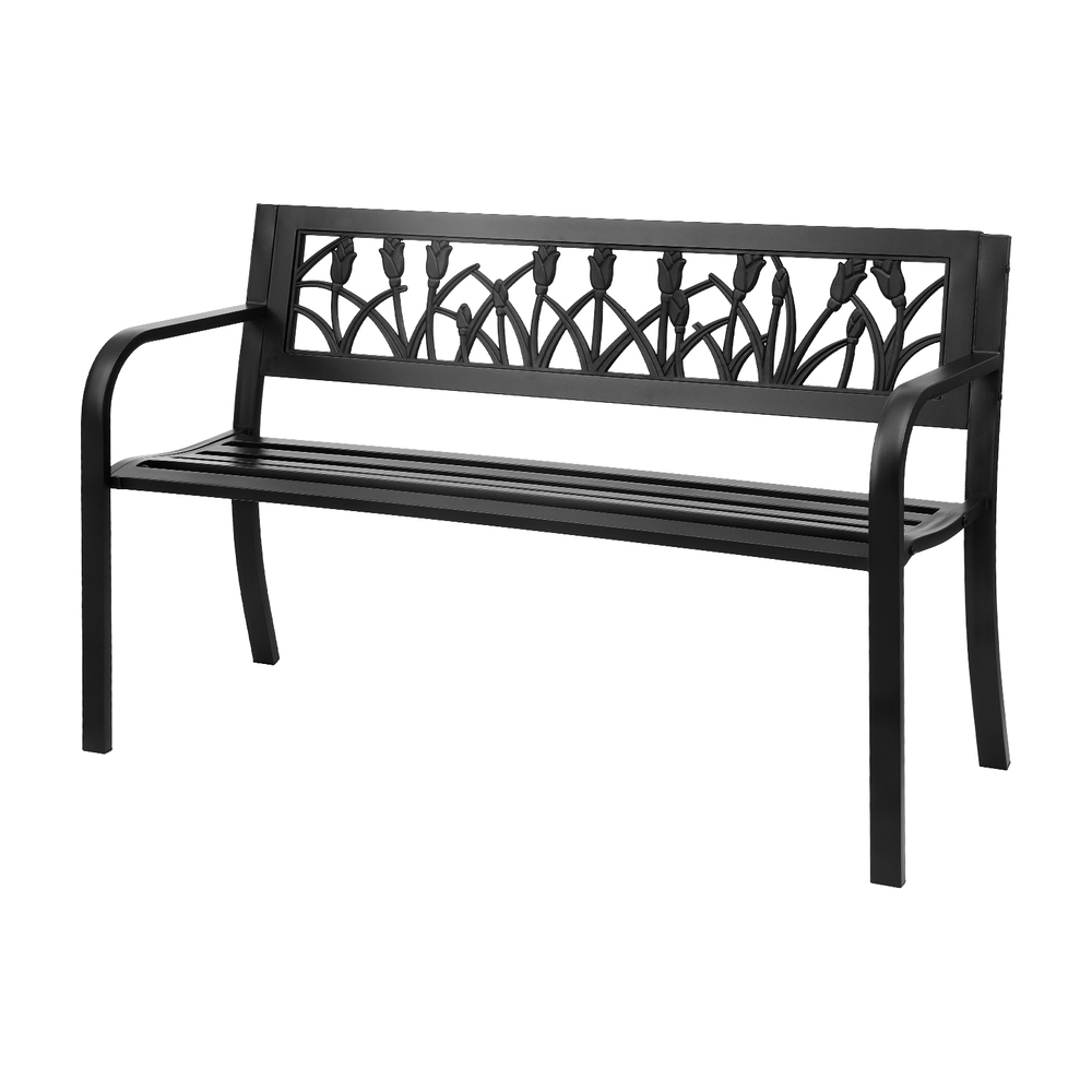 GB-STEEL-XG282-BK-202505201613-00 Gardeon Outdoor Garden Bench Seat Outdoor Furniture Steel 2 Seater Park Black - Image 1