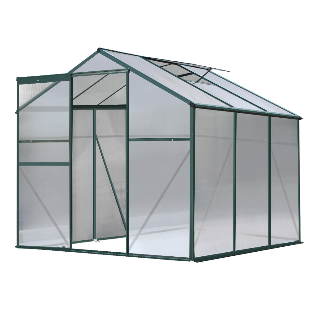 GH-ALU-190X190-GN-AB-39579-00 Green Fingers Greenhouse 1.9x1.9x1.83M Aluminium Polycarbonate Green House Garden Shed - Image 1