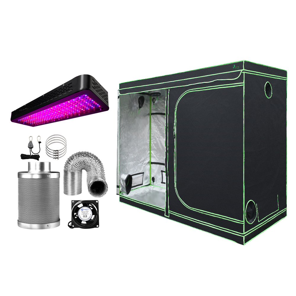 GT-TLK-240X120X200-2000-6IN-00 Green Fingers Grow Tent Light Kit 240x120x200CM 2000W LED 6" Vent Fan,Green Fingers Grow Tent Light Kit LED 2000W Full Spectrum 6" Vent 240x120x200CM - Image 1