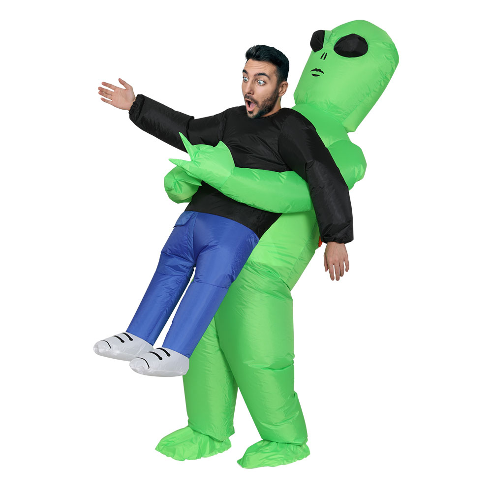 HALO-INF-SCA-8FT-87387-00 Inflatable Green Alien Costume Adult Suit Blow Up Party Fancy Dress Halloween Cosplay - Image 1