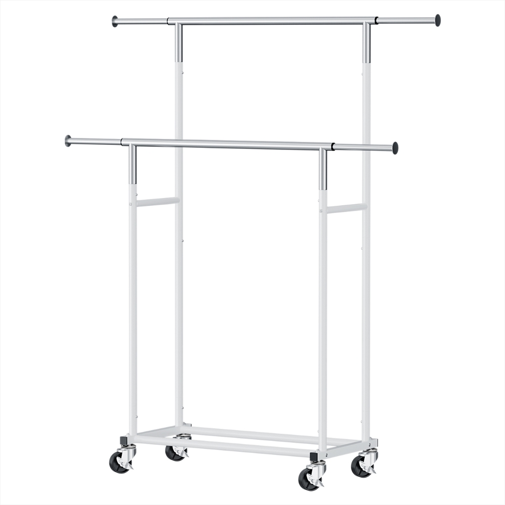 HANGER-149H-D-SI-202505231806-00 Artiss Clothes Rack Double Rod Airer Rail Coat Stand Adjustable Hanger - Image 1