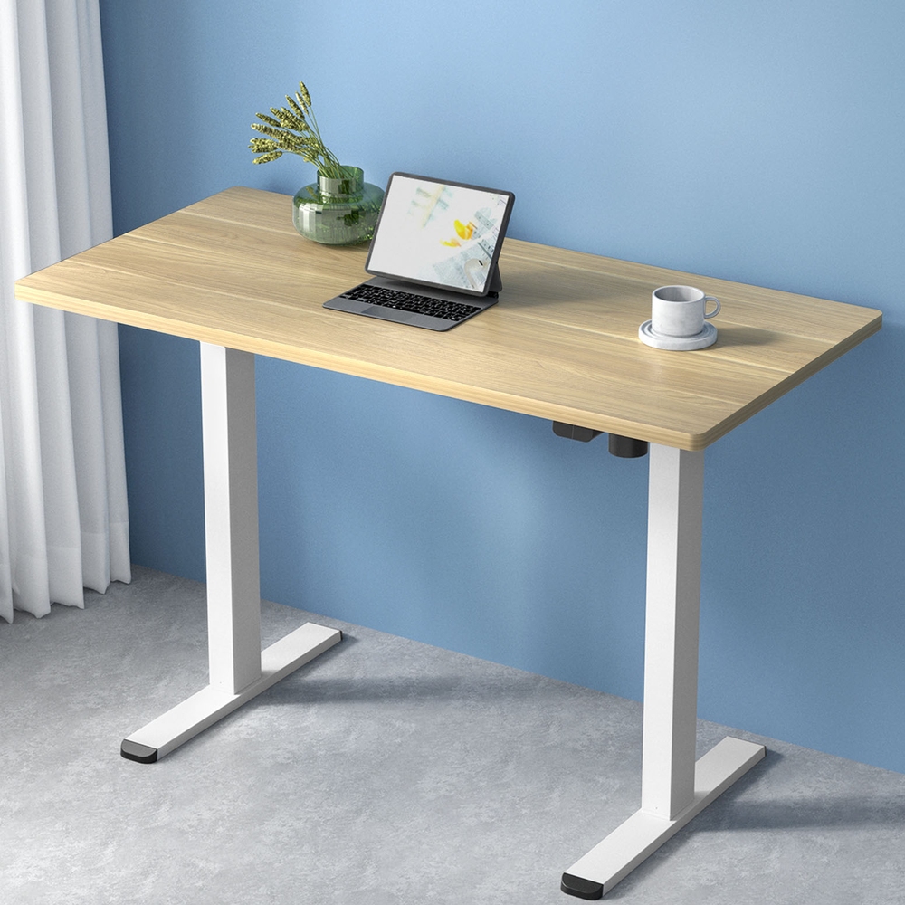 HASD-114G-WHDF-NTDB-140-61855-06 Artiss Standing Desk Motorised Sit Stand Desks White Oak 140CM - Image 1