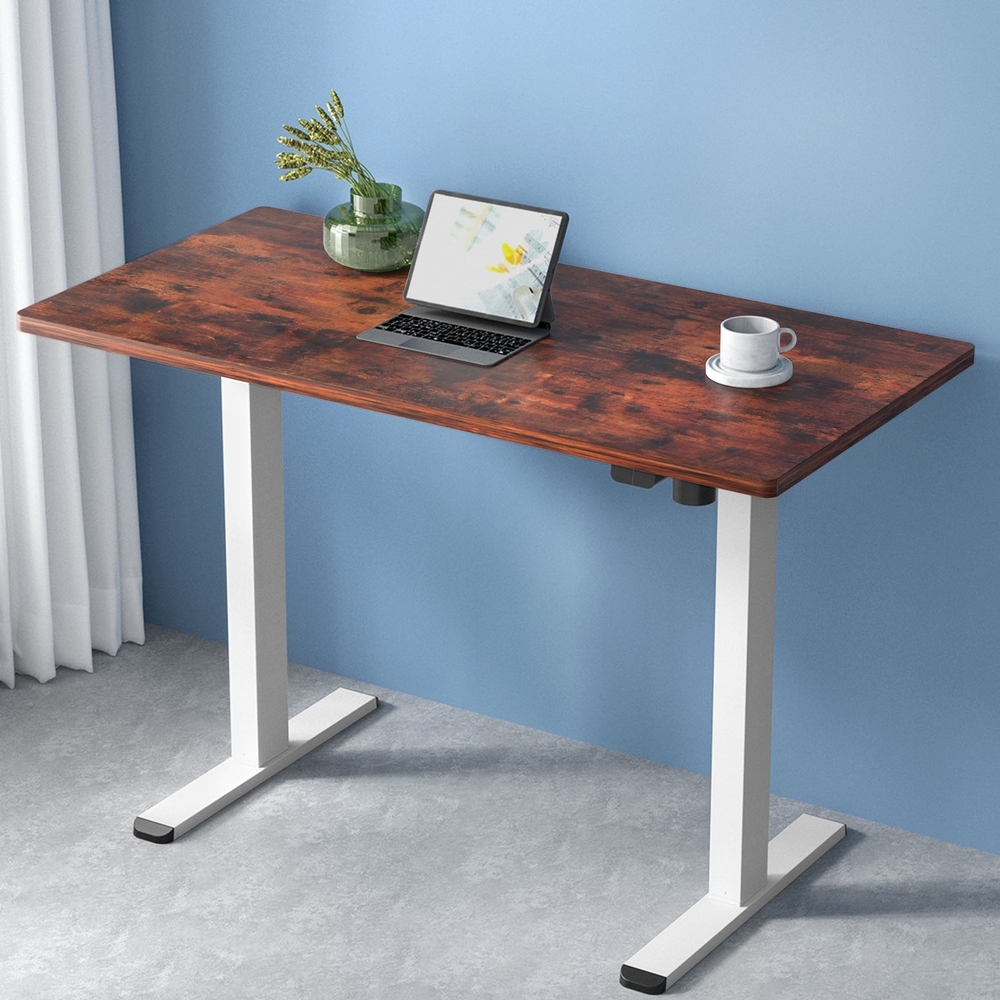 HASD-114G-WHDF-RBDB-140-61878-06 Artiss Standing Desk Motorised Sit Stand Desks Rustic Brown 140CM - Image 1
