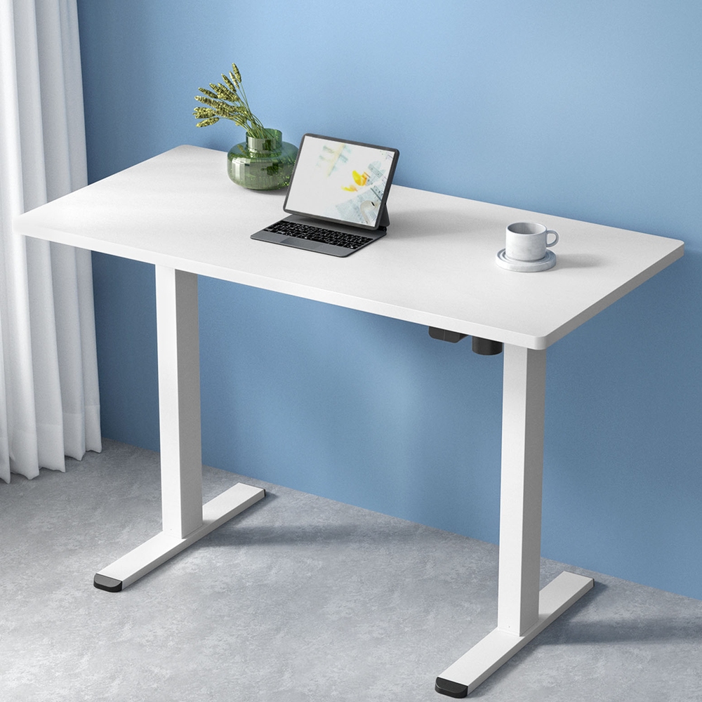 HASD-114G-WHDF-WHDB-120-61844-06 Artiss Standing Desk Motorised Sit Stand Desks White 120CM - Image 1