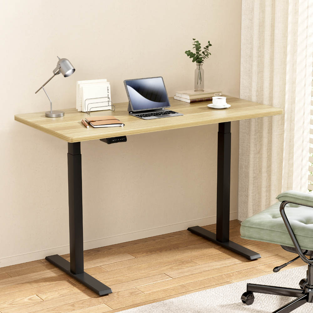 HASD-268-BKDF-NTDB-120-202502281042-00 Artiss Standing Desk Motorised Dual Motor Oak 120CM - Image 1