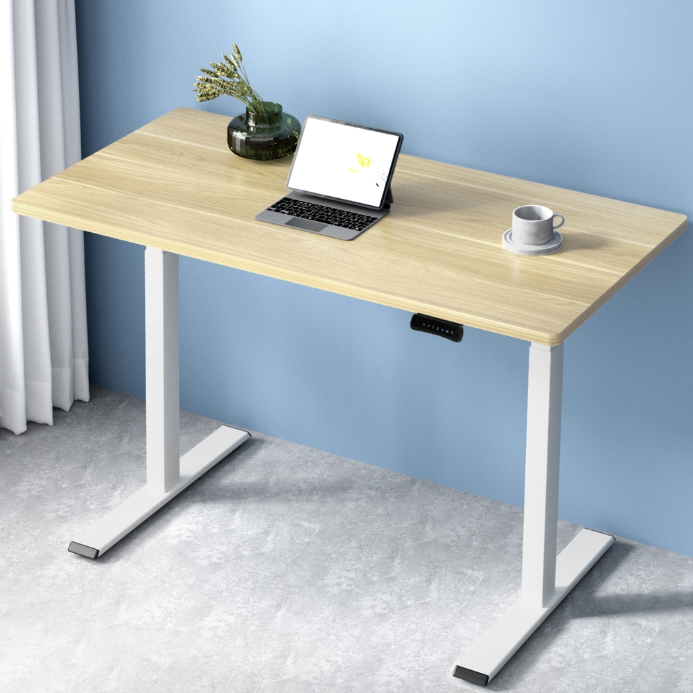 HASD-268-WHDF-NTDB-120-202502281046-00 Artiss Standing Desk Motorised Dual Motor 120CM White Oak - Image 1
