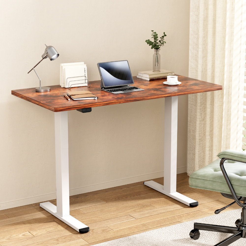 HASD-268-WHDF-RBDB-140-202502281046-00 Artiss Standing Desk Motorised Dual Motor 140CM Rustic Brwon - Image 1