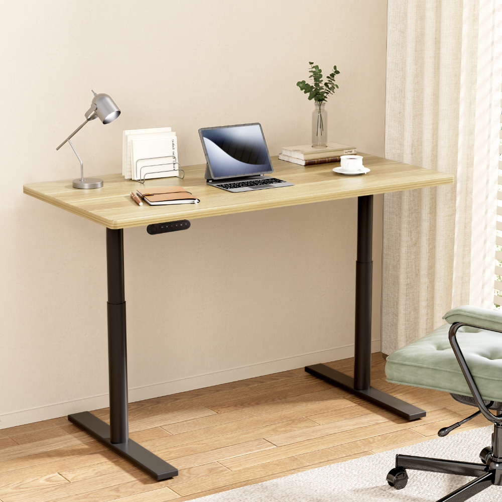HASD-B-M10-BKDF-NTDB-120-202502281048-00 Artiss Standing Desk Motorised Electric Dual Motor White Oak 120CM - Image 1