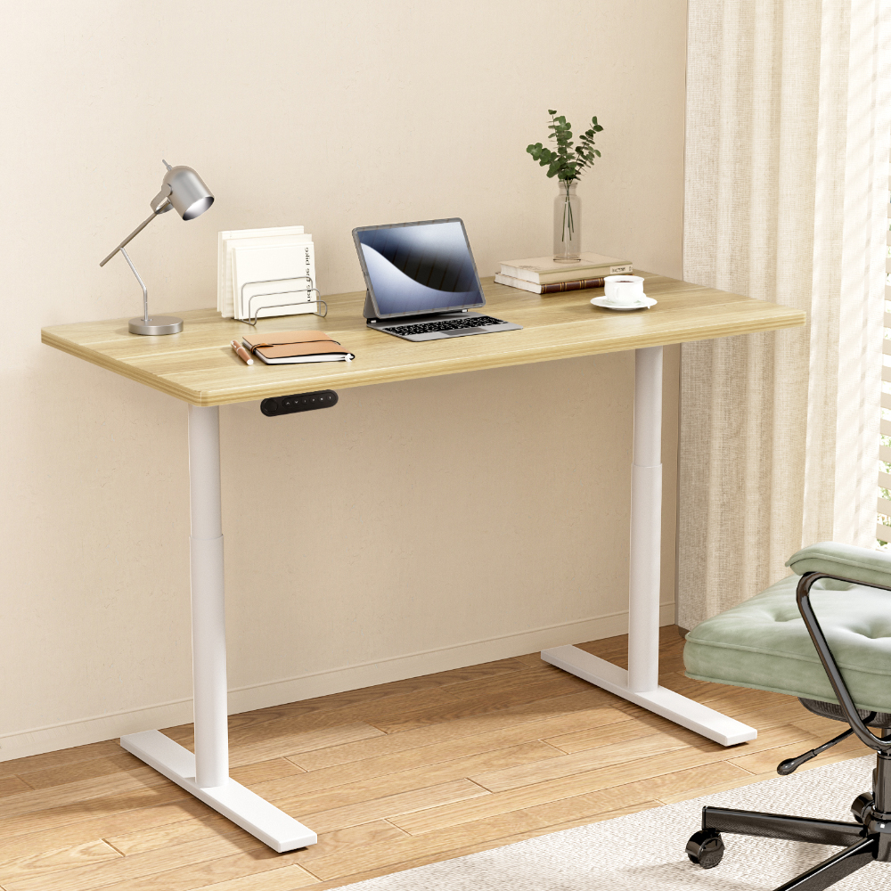 HASD-B-M10-WHDF-NTDB-120-202502281050-00 Artiss Standing Desk Motorised Electric Dual Motor 120CM White Oak - Image 1