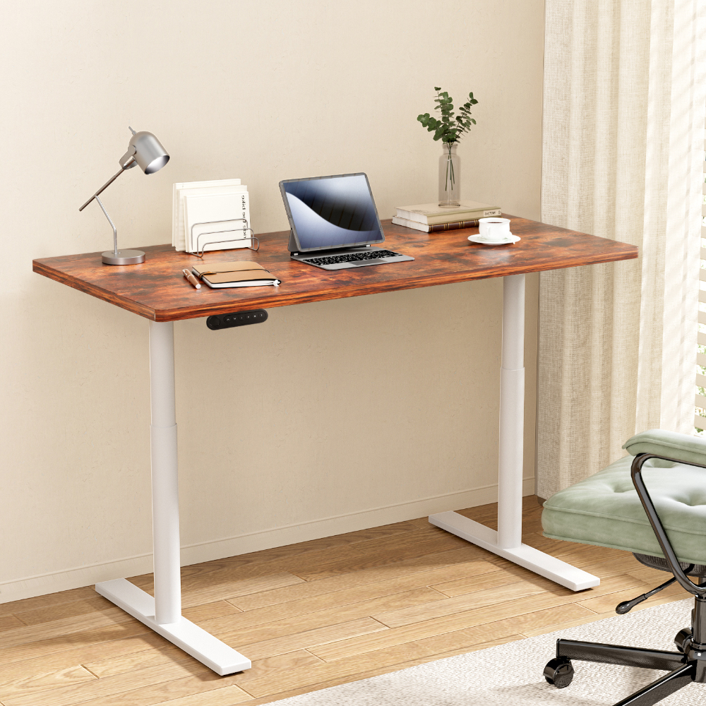 HASD-B-M10-WHDF-RBDB-120-202502281052-00 Artiss Standing Desk Motorised Electric Dual Motor 120CM Rustic Brown - Image 1