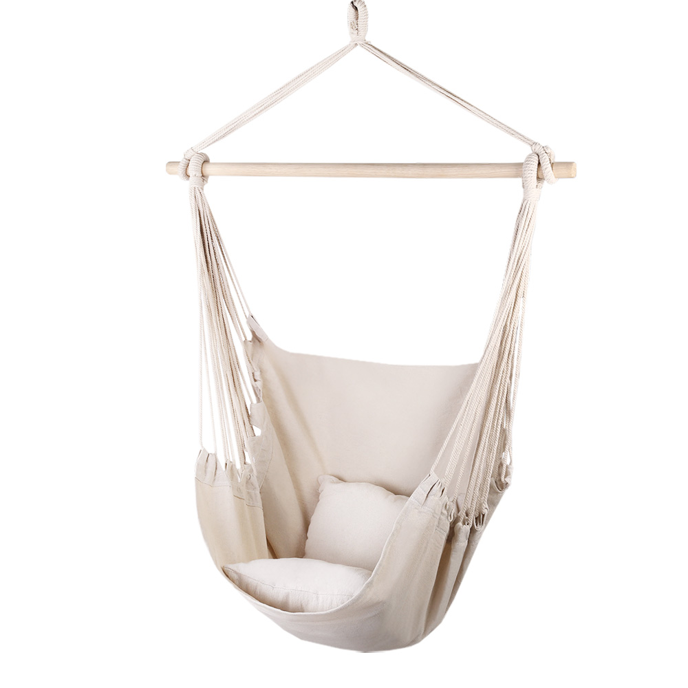 HM-CHAIR-PILLOW-CREAM-14589-00 Gardeon Hammock Chair Outdoor Camping Hanging Hammocks Cushion Pillow Cream - Image 1